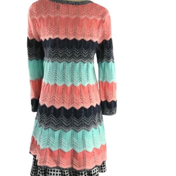 NWOT Heather B 100% cotton knit Chevron long sweater - Picture 3 of 11